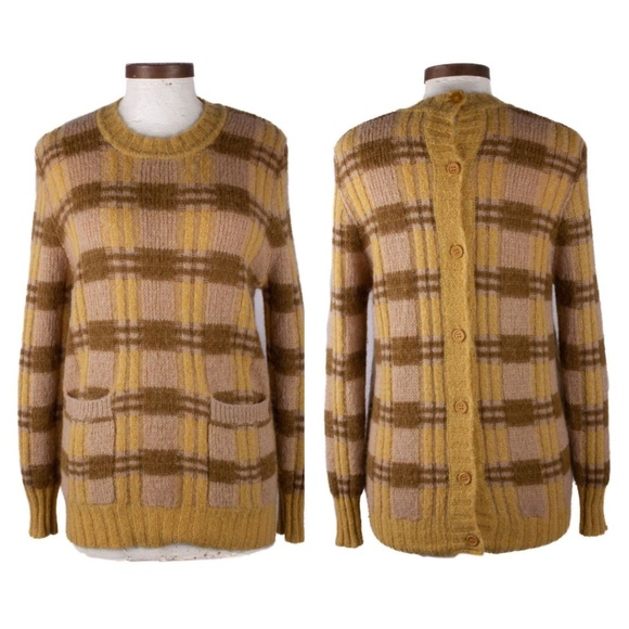 MARNI Tan Mix Multicolor Wool Alpaca Blend Checkered Sweater - Picture 1 of 8